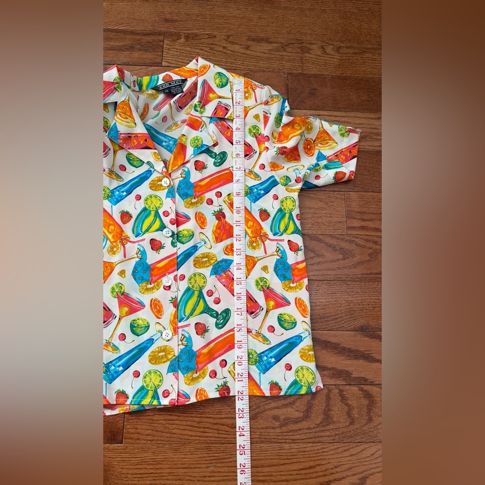 VTG 80s Ann May Silk Blouse Cocktail Button Up Short Sleeve Sz XS - Picture 8 of 11